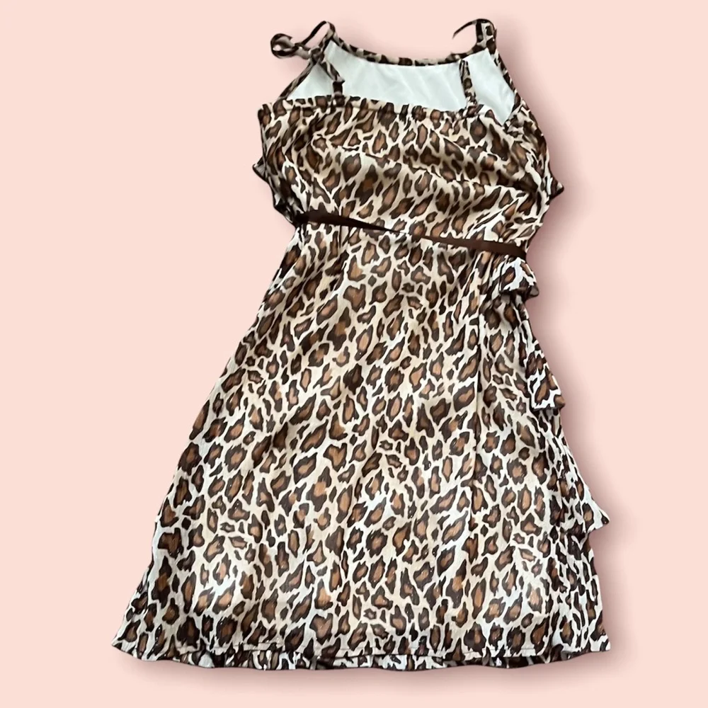 Justice girls cheetah print tiered gauzey type dress Sz 8 shimmery belt - Picture 5 of 5